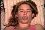 24 Yr OLD CRAFTIER GETS MOUTH STUFFED, HANDGAGGED, CLEAVE GAGGED, GAG TALKING, BAREFOOT, FOOT AND TOE-TIED WITH PLASTIC CABLE TIES (D73-9) 2